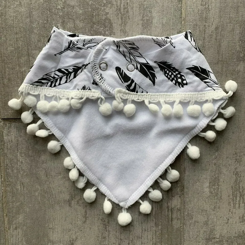 Baby Burp Cloth Drool Teething Bib Newborn Scarf Bandana Tassel NEW Feather Boho